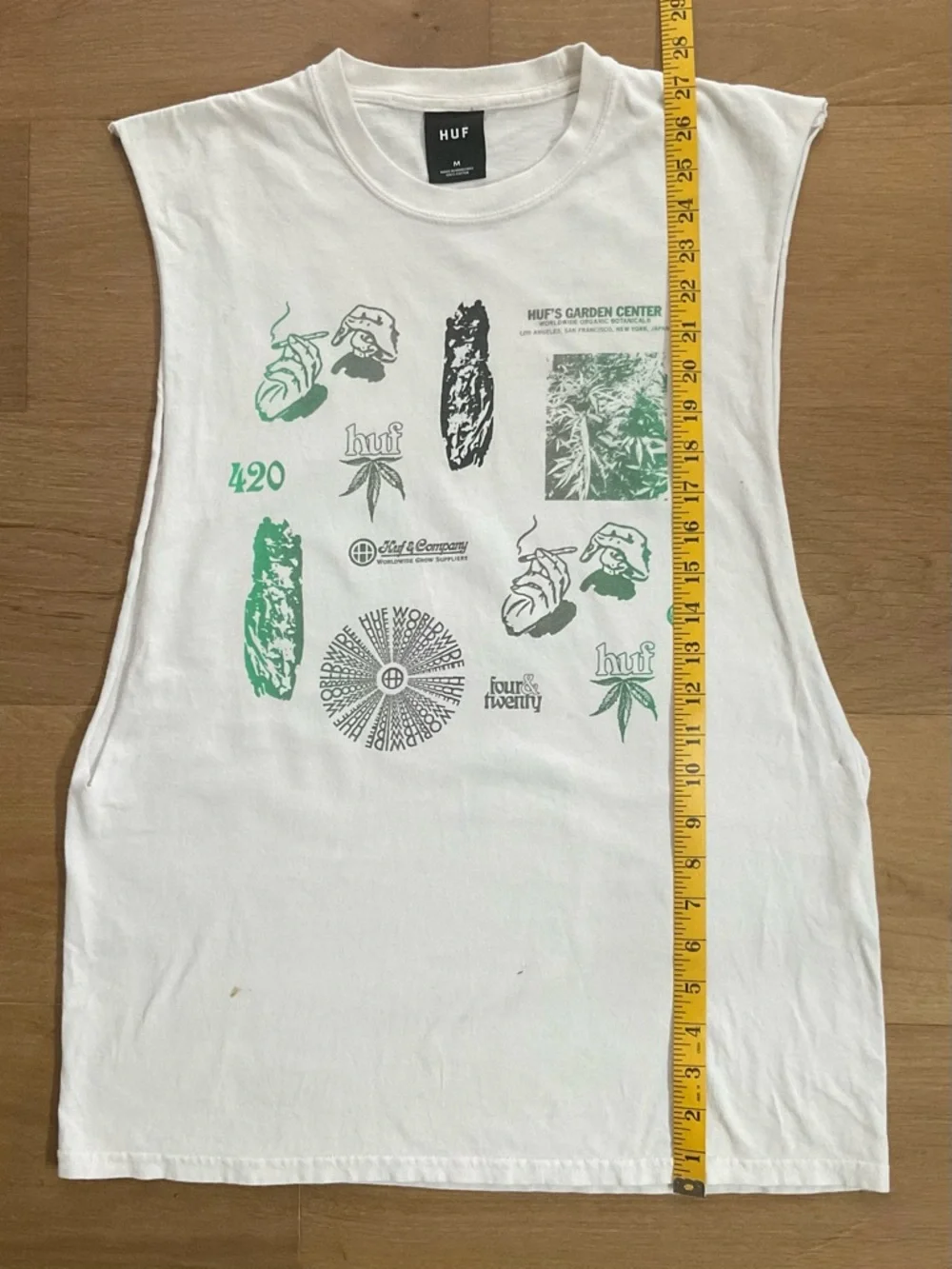 HUF THC: The HUF Company Garden Center 420 Muscle Tank White/Green Print Medium - Picture 5 of 8